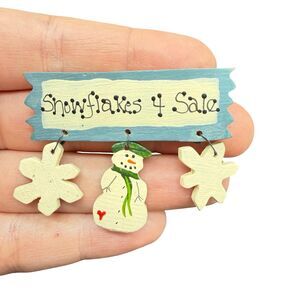 Vintage Snowflakes for sale brooch winter jewelry wooden pin